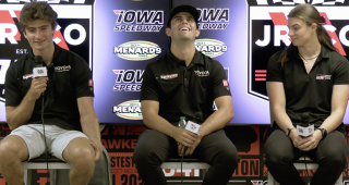 Jake Bollman, Thomas Annunziata and Isabella Robusto meet the media at Iowa Speedway